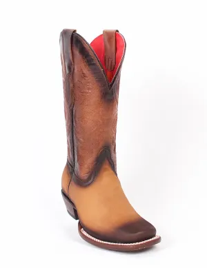 Quincy Boots Womens Crazy and Grasso Leather Honey/Faded Rodeo Toe Western Boot