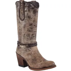 Quincy Boots Womens Fashion Vintage Leather Mocha Round Toe Western Boot