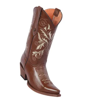Quincy Boots Womens Grasso and Crazy Leather Brown Snip Toe Western Boot