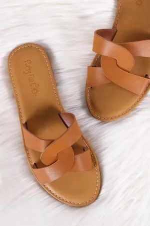 Sunny Feet Twisted Band Open Toe Slide Sandal