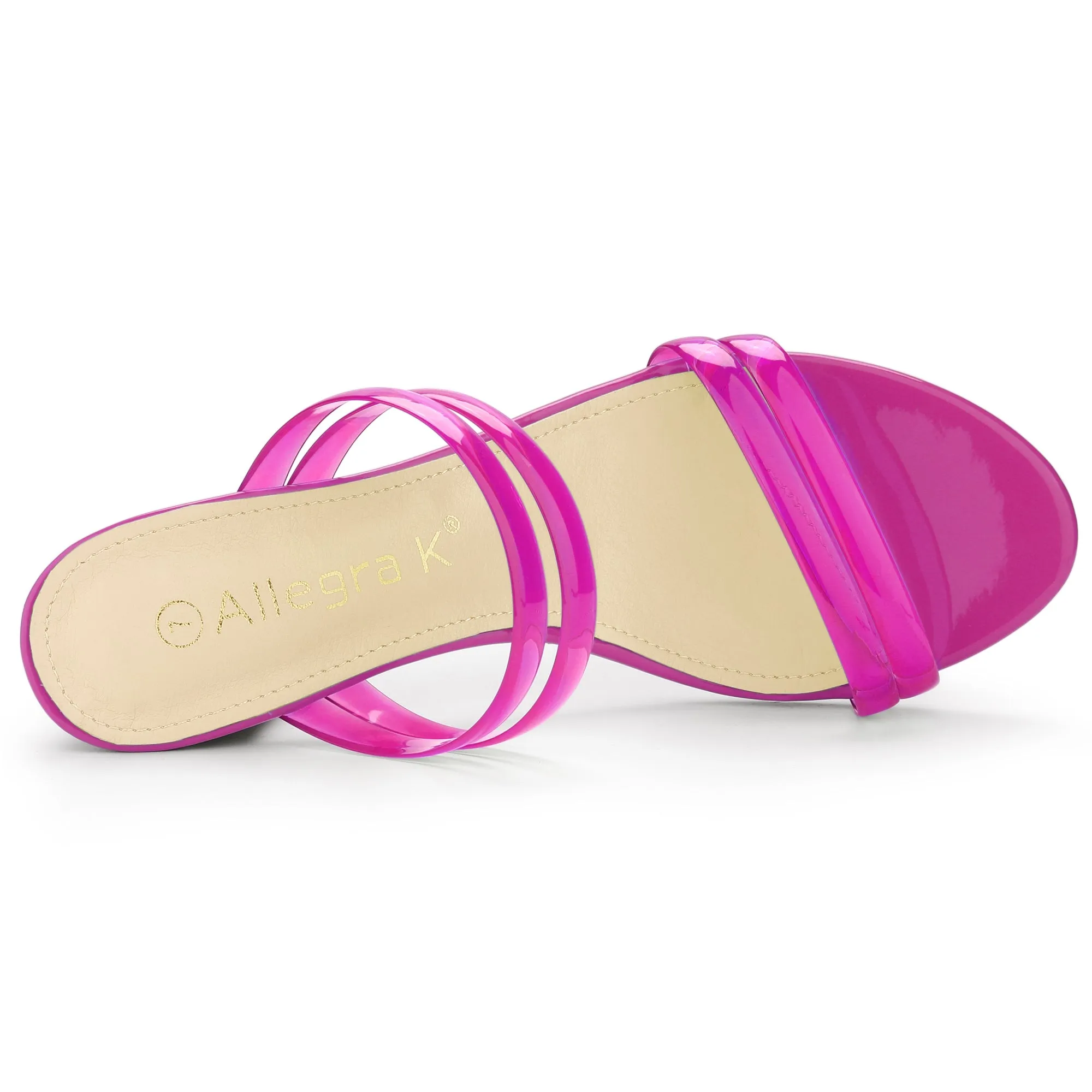 TPU Clear Strappy Slide Mule Block Heel Sandal