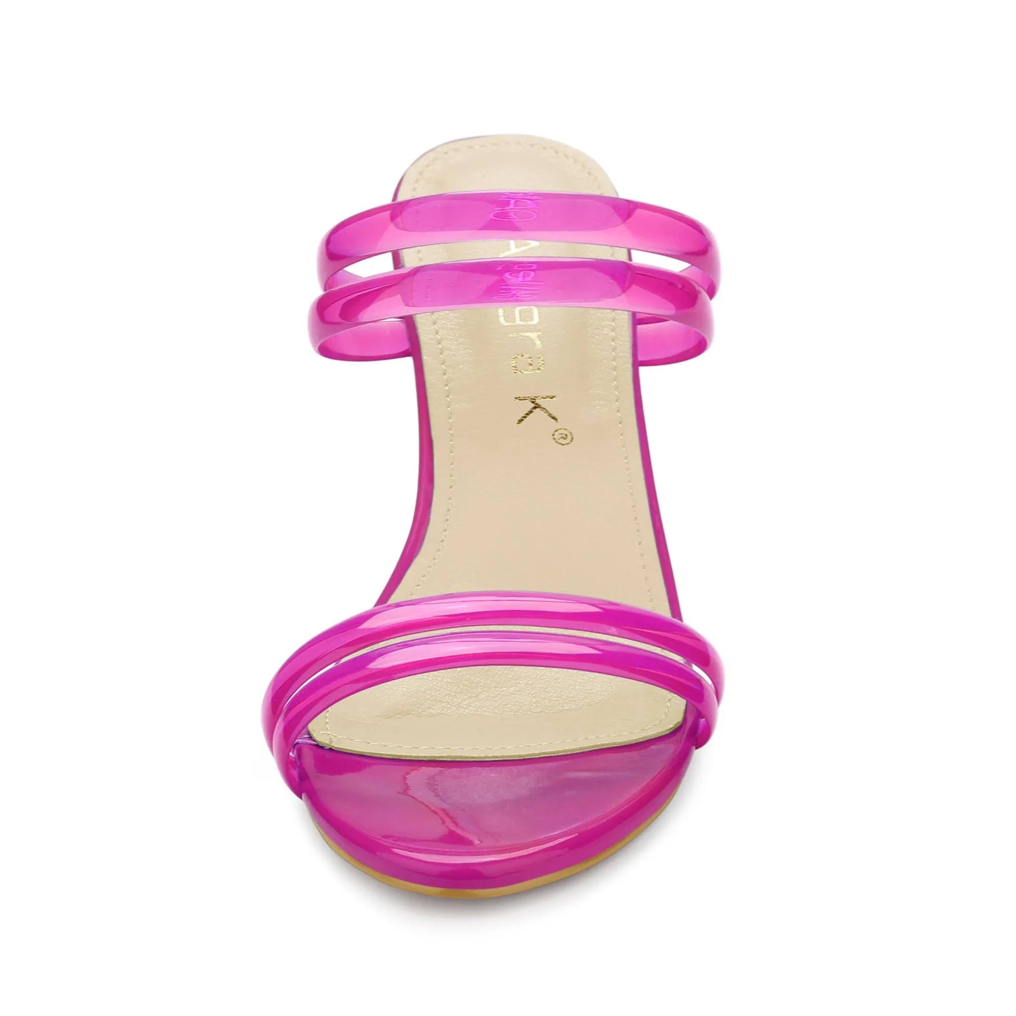 TPU Clear Strappy Slide Mule Block Heel Sandal