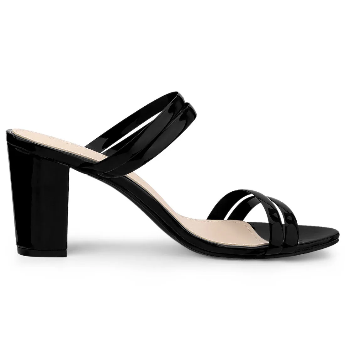 TPU Clear Strappy Slide Mule Block Heel Sandal