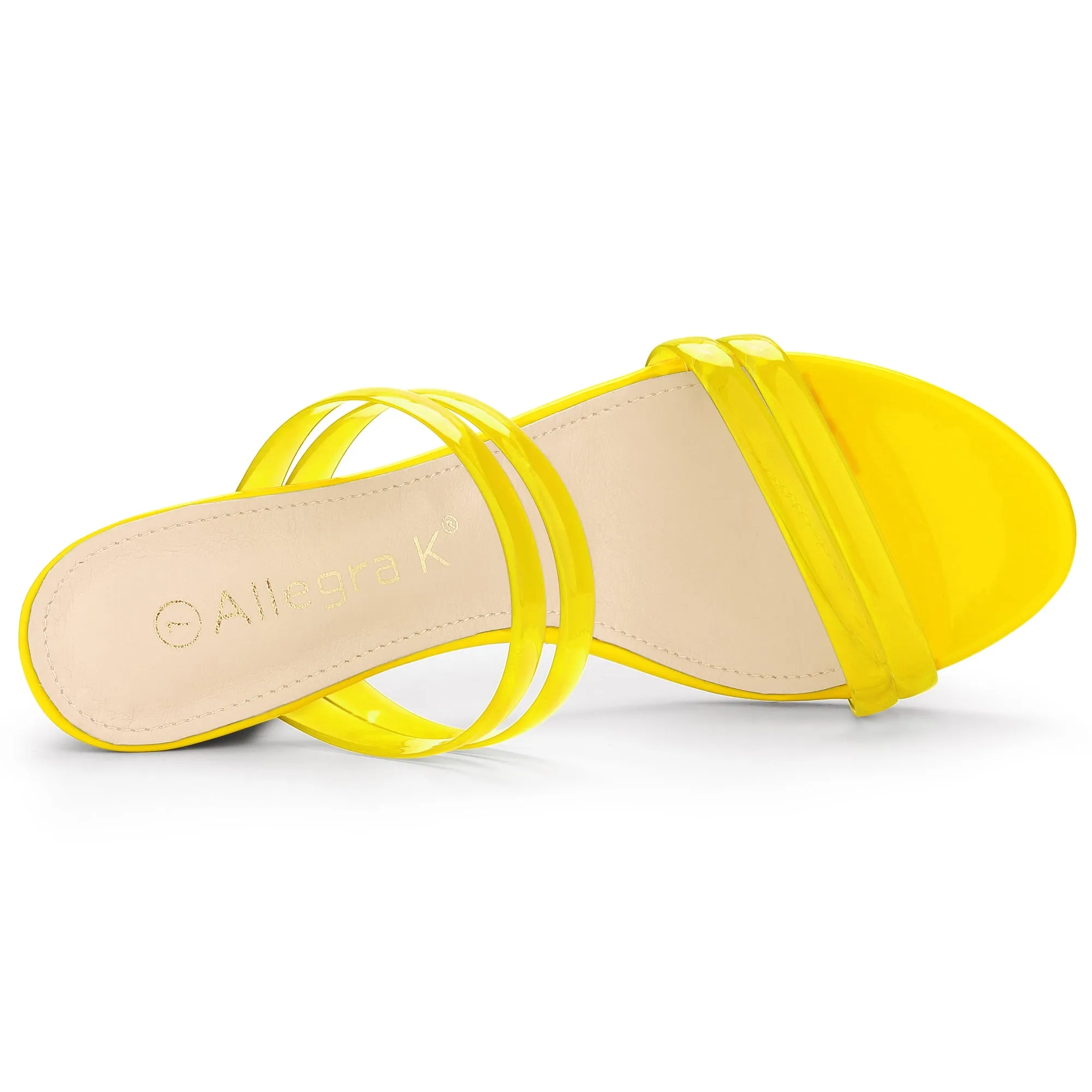 TPU Clear Strappy Slide Mule Block Heel Sandal