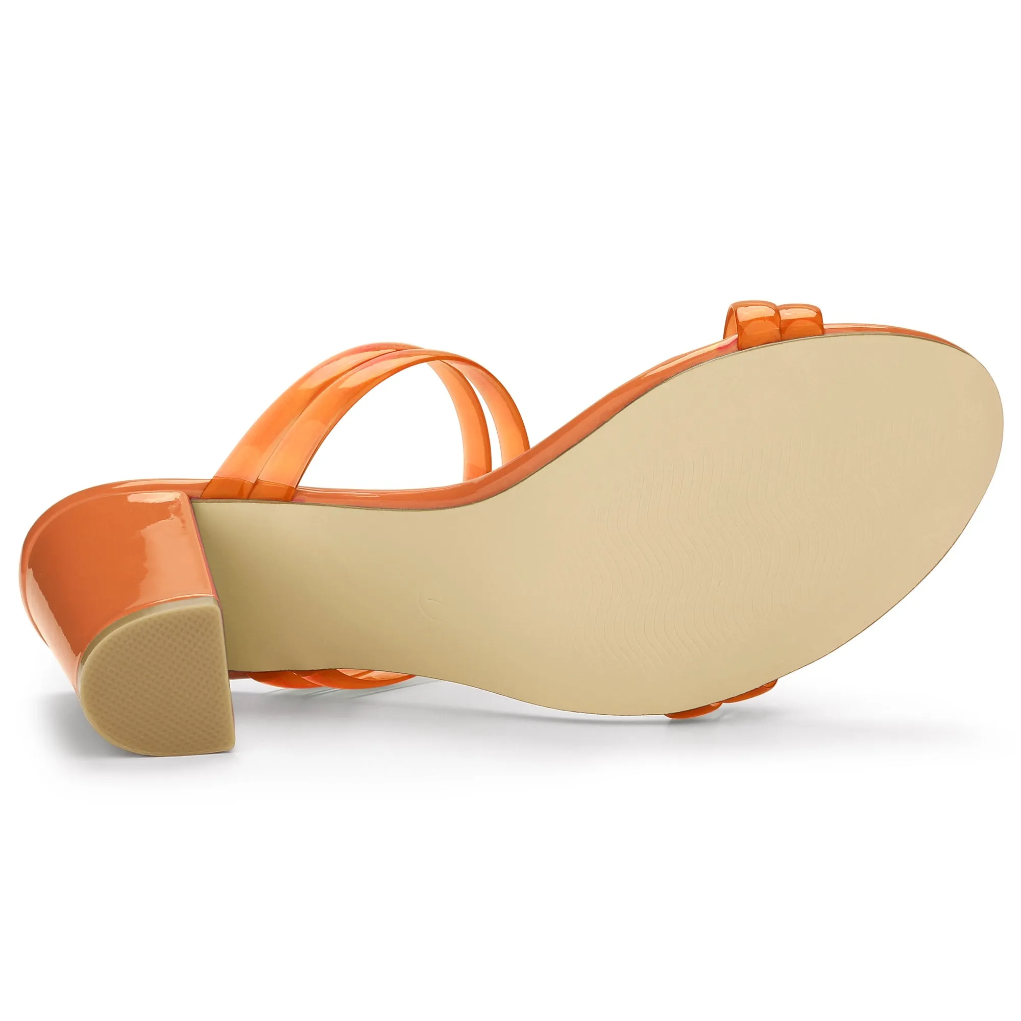 TPU Clear Strappy Slide Mule Block Heel Sandal