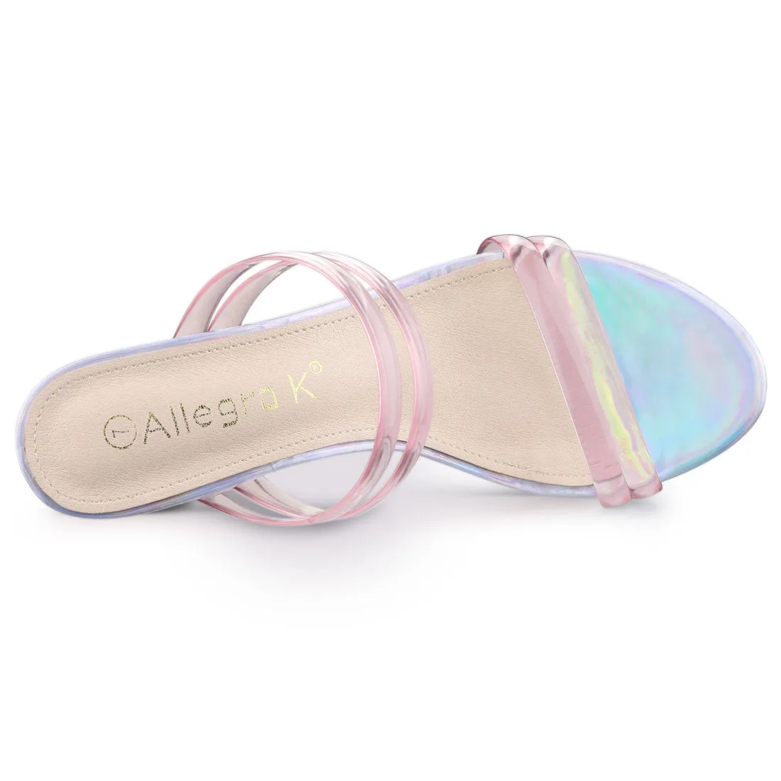 TPU Clear Strappy Slide Mule Block Heel Sandal
