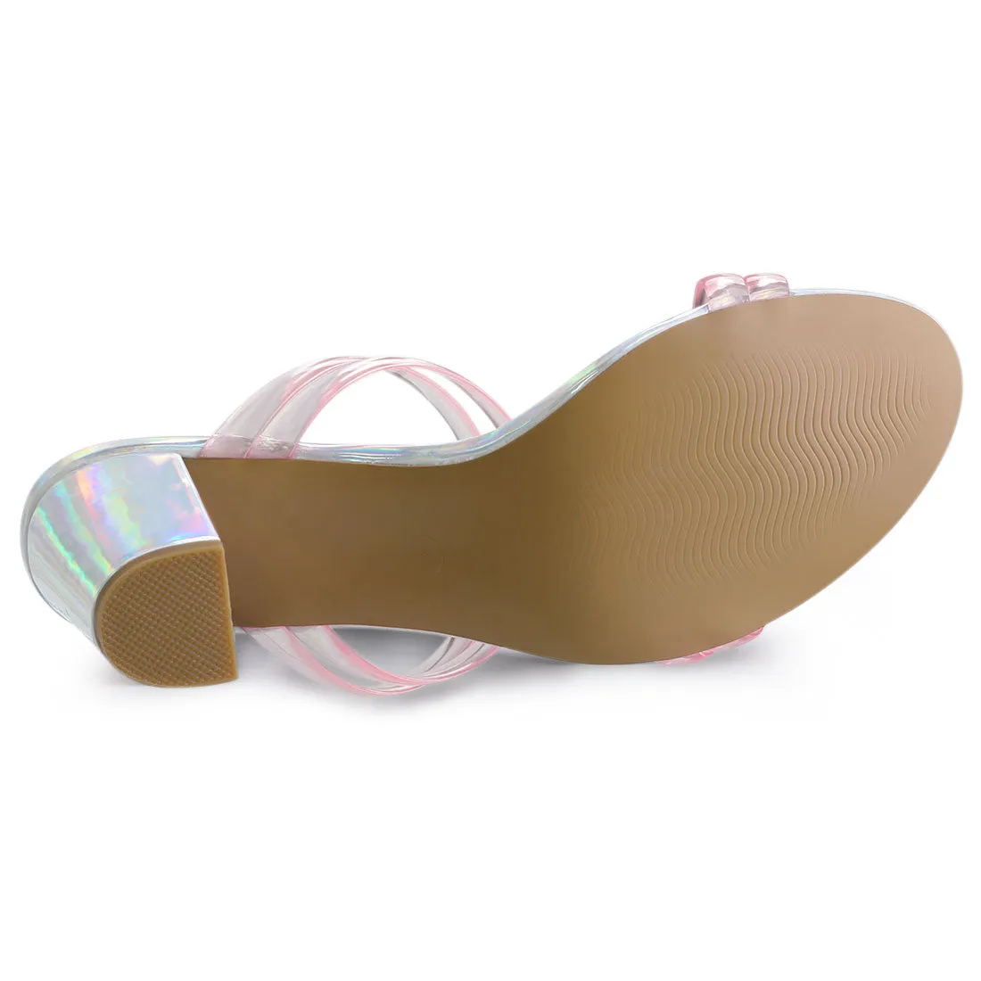 TPU Clear Strappy Slide Mule Block Heel Sandal