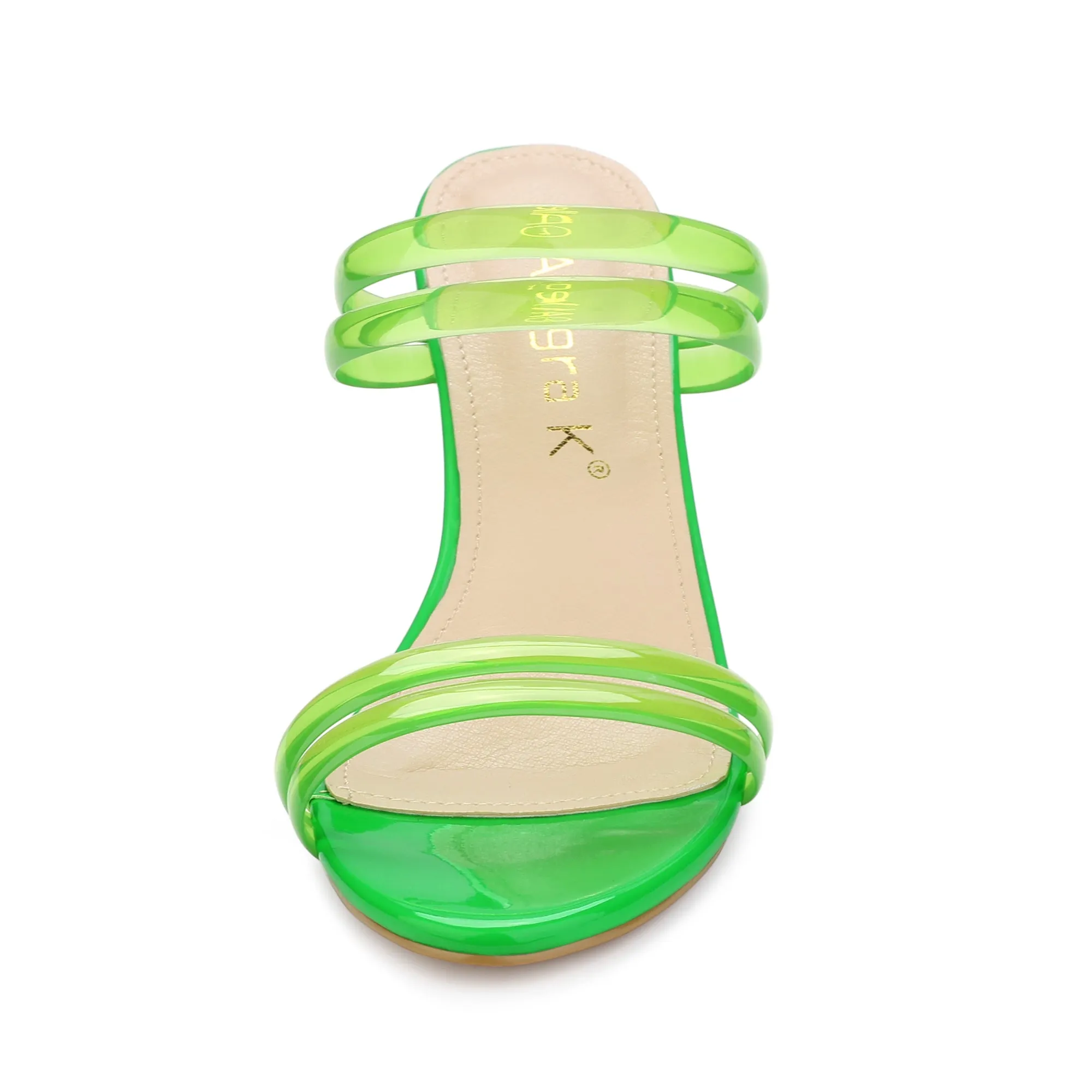 TPU Clear Strappy Slide Mule Block Heel Sandal