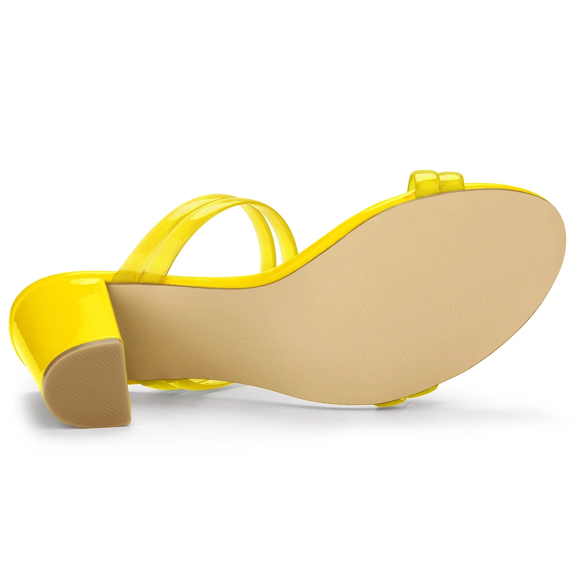 TPU Clear Strappy Slide Mule Block Heel Sandal