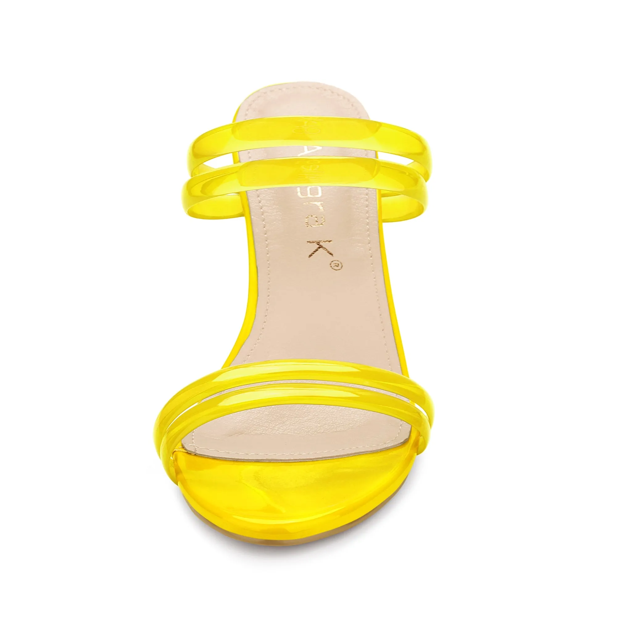 TPU Clear Strappy Slide Mule Block Heel Sandal