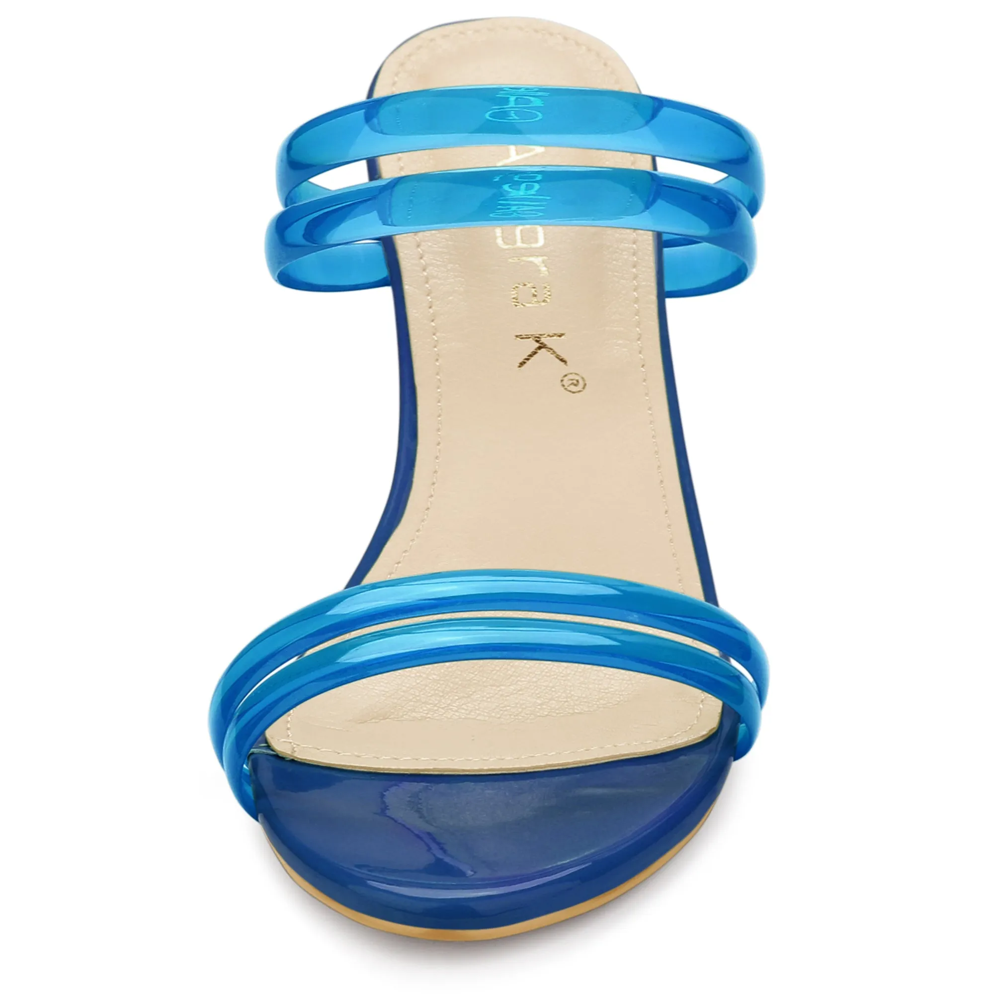 TPU Clear Strappy Slide Mule Block Heel Sandal