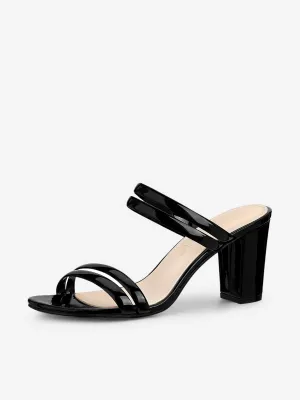 TPU Clear Strappy Slide Mule Block Heel Sandal