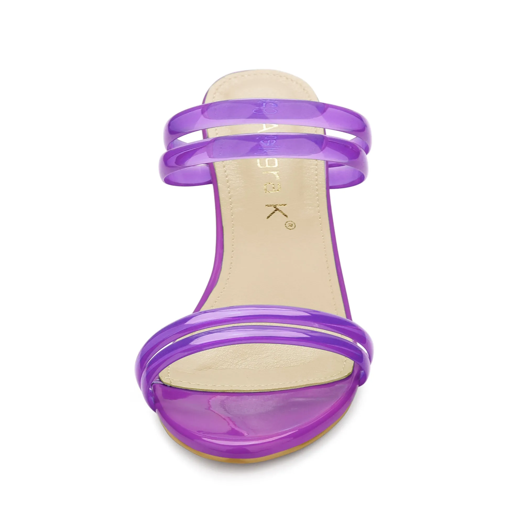 TPU Clear Strappy Slide Mule Block Heel Sandal