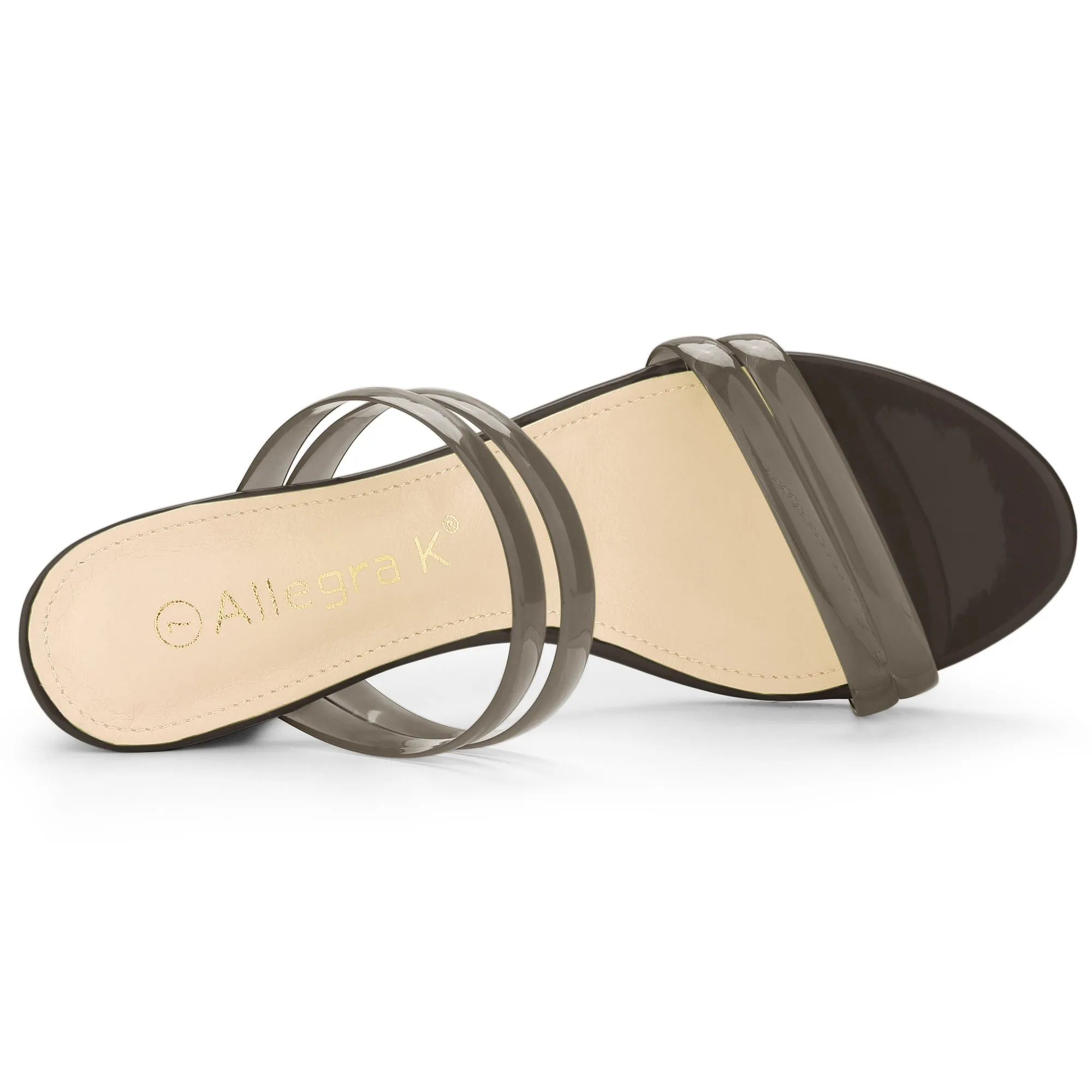 TPU Clear Strappy Slide Mule Block Heel Sandal