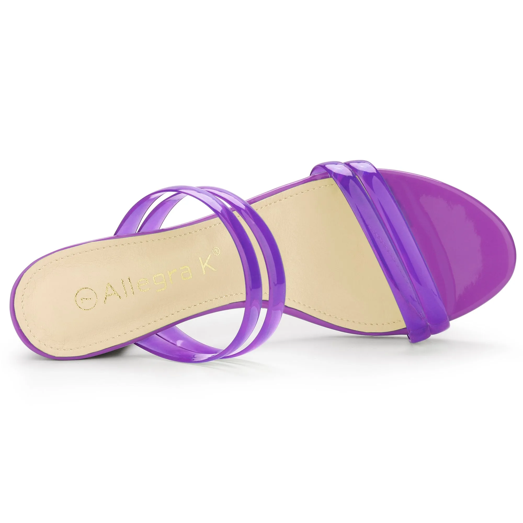 TPU Clear Strappy Slide Mule Block Heel Sandal