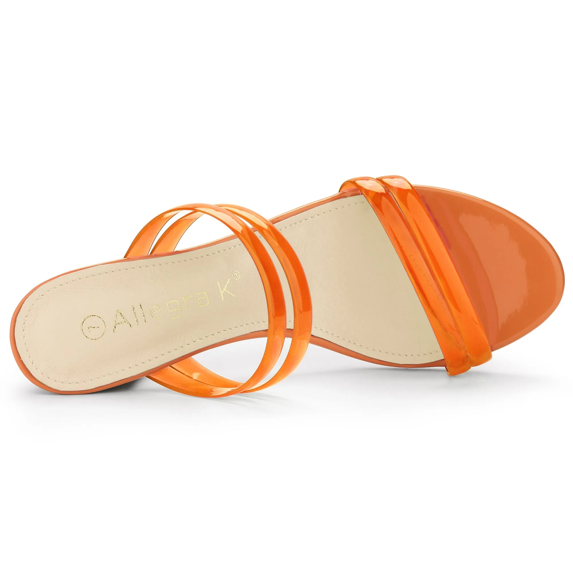 TPU Clear Strappy Slide Mule Block Heel Sandal
