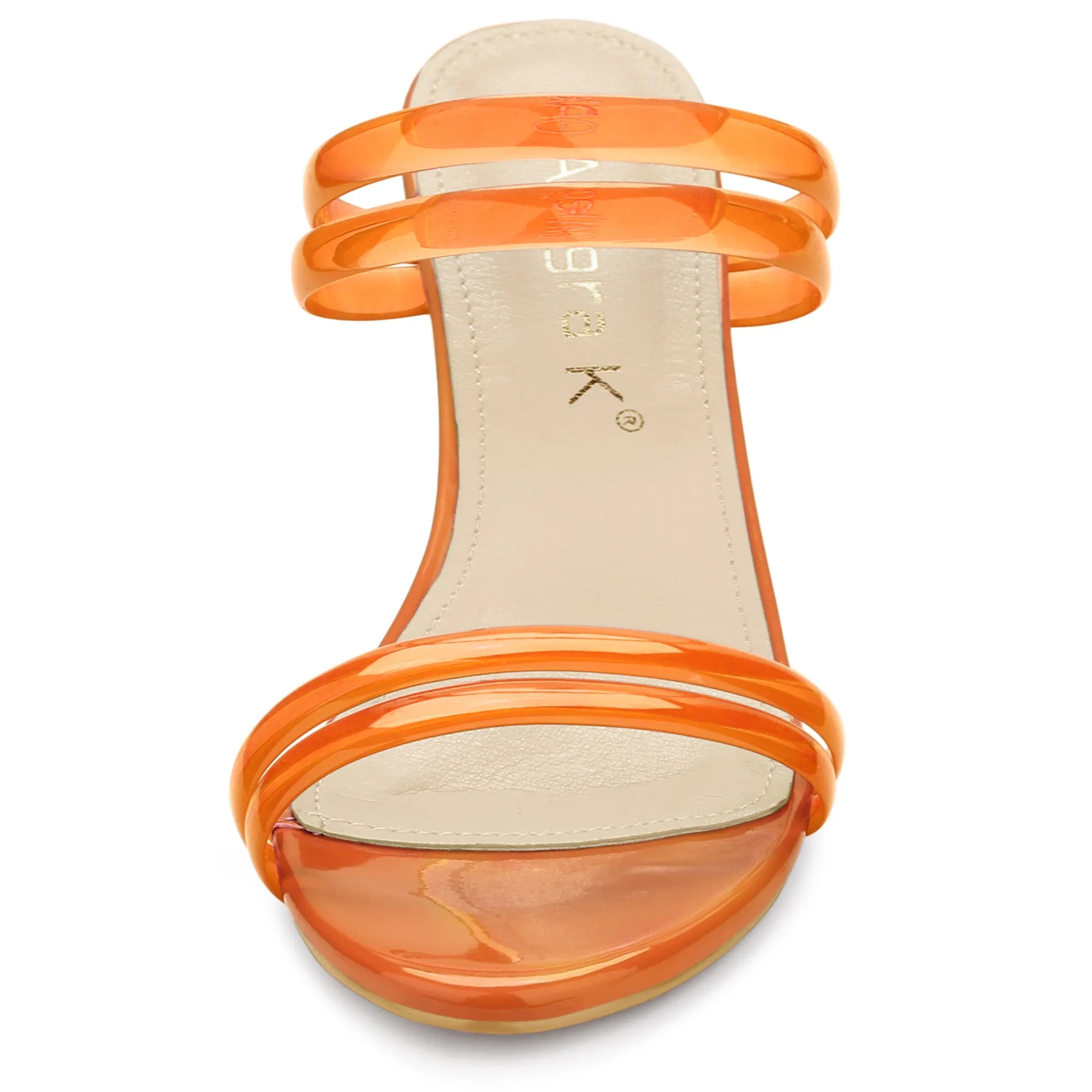 TPU Clear Strappy Slide Mule Block Heel Sandal
