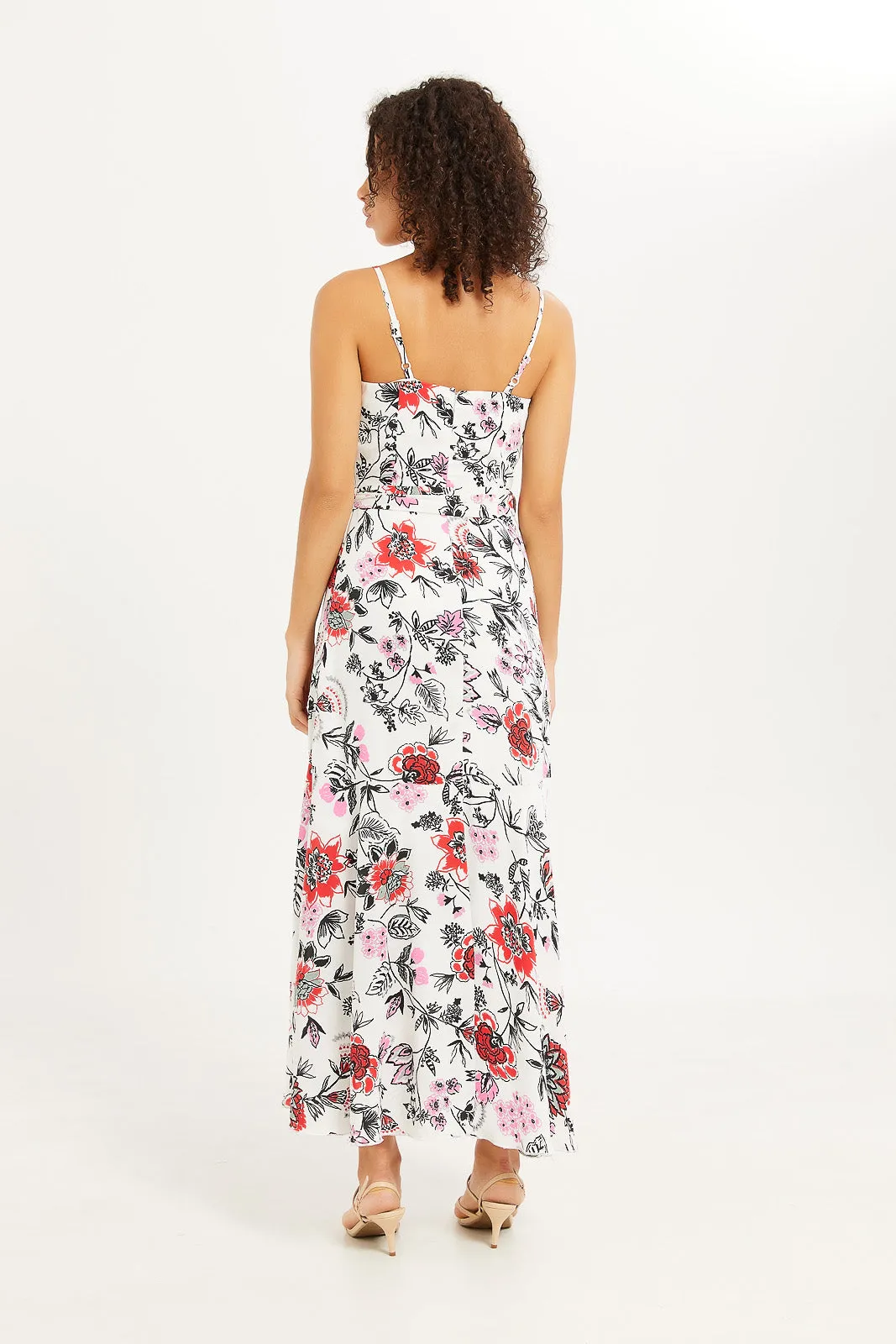 Women White Printed Strappy Dress