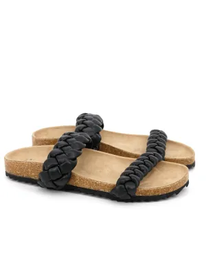 Women's Braided Slide Sandals,Black