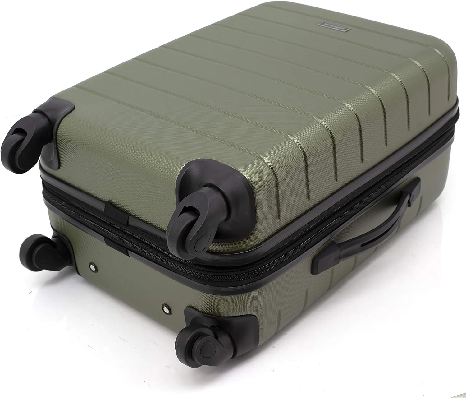 Wrangler Smart Luggage Set with Cup Holder and USB Port, Olive Green, 20-Inch Carry-On